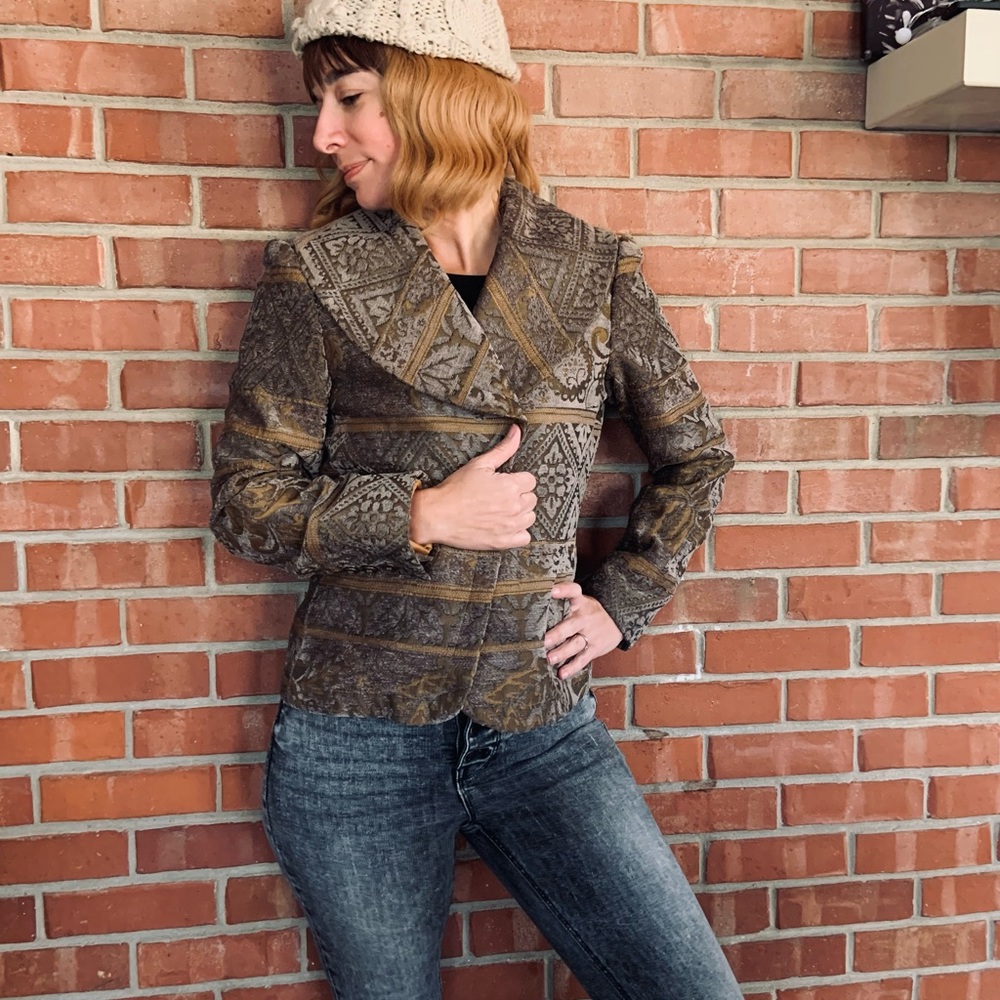 Harve Bernard Green & Gold Blazer